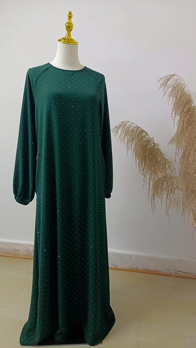 Modest Diamond Dot with Adjustable Belt Muslim Women Abaya.(MA158) - Mariam's Collection
