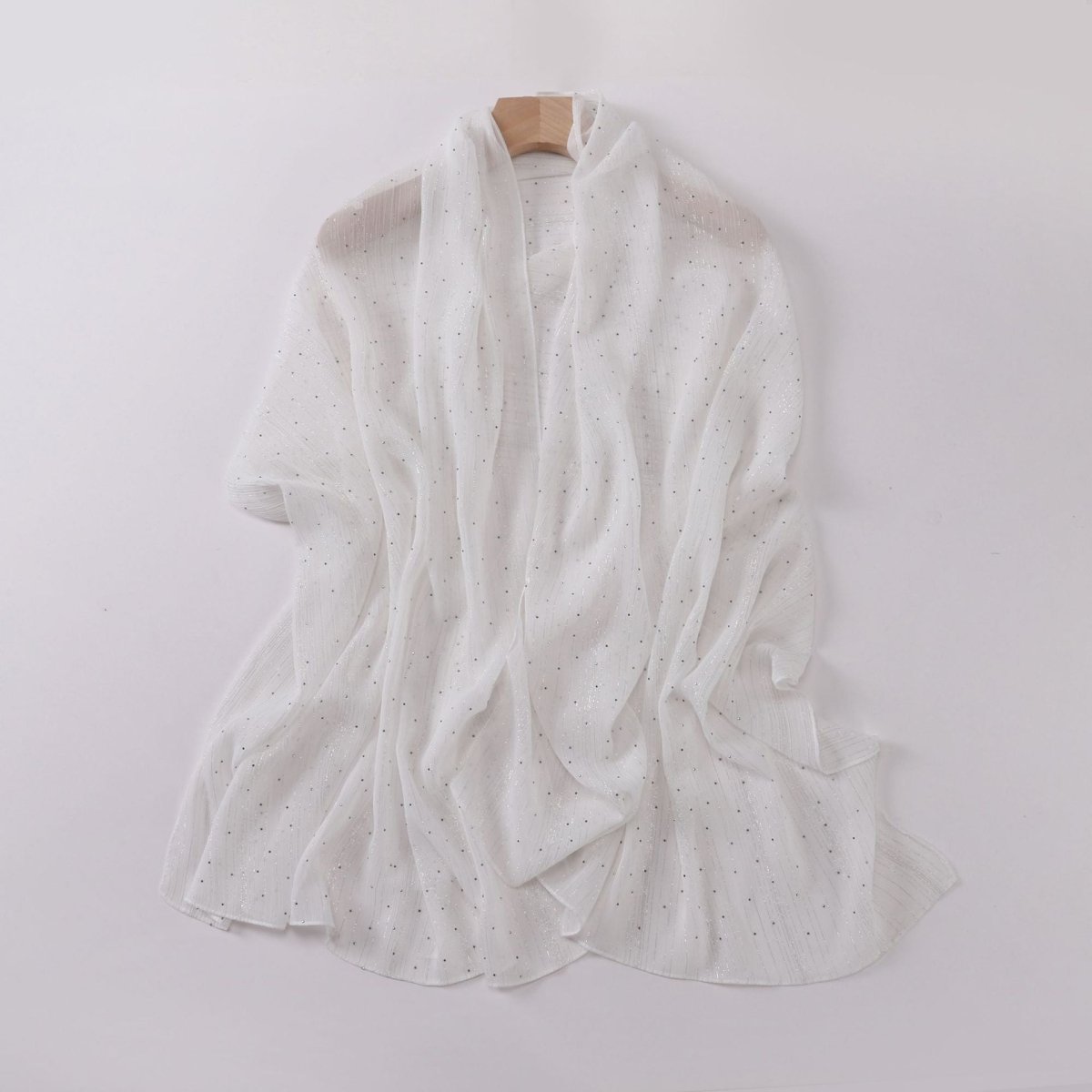 Modest Elegance Silver Crinkle Drape Hijab with Rhinestones (MH155) - Mariam's Collection