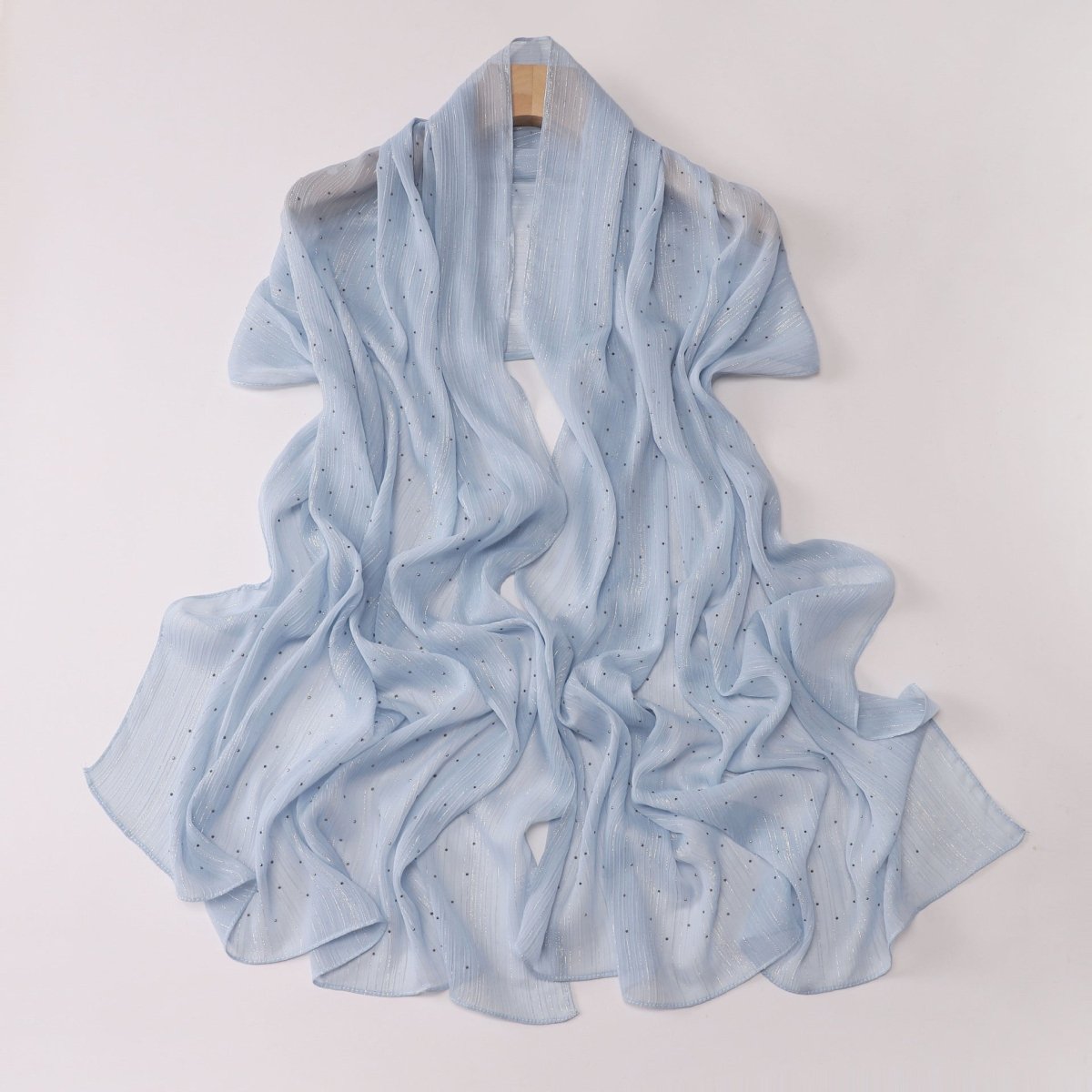 Modest Elegance Silver Crinkle Drape Hijab with Rhinestones (MH155) - Mariam's Collection