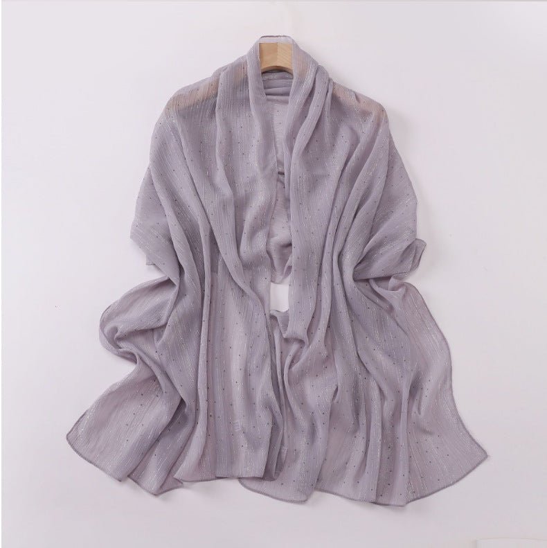 Modest Elegance Silver Crinkle Drape Hijab with Rhinestones (MH155) - Mariam's Collection