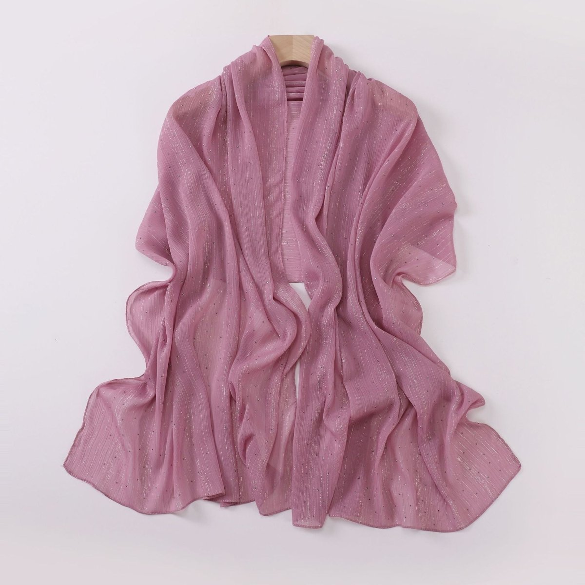 Modest Elegance Silver Crinkle Drape Hijab with Rhinestones (MH155) - Mariam's Collection