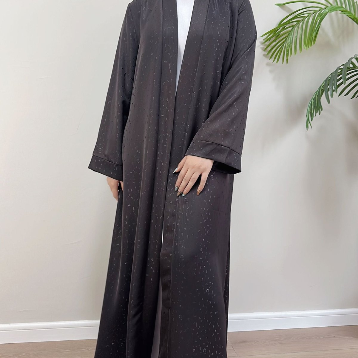 Modest Elegant Dress 3D Textured Printer with Flared Sleeves(MOA210) - Mariam's Collection