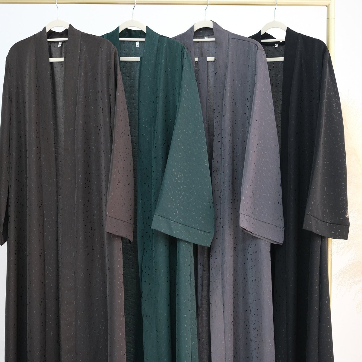 Modest Elegant Dress 3D Textured Printer with Flared Sleeves(MOA210) - Mariam's Collection