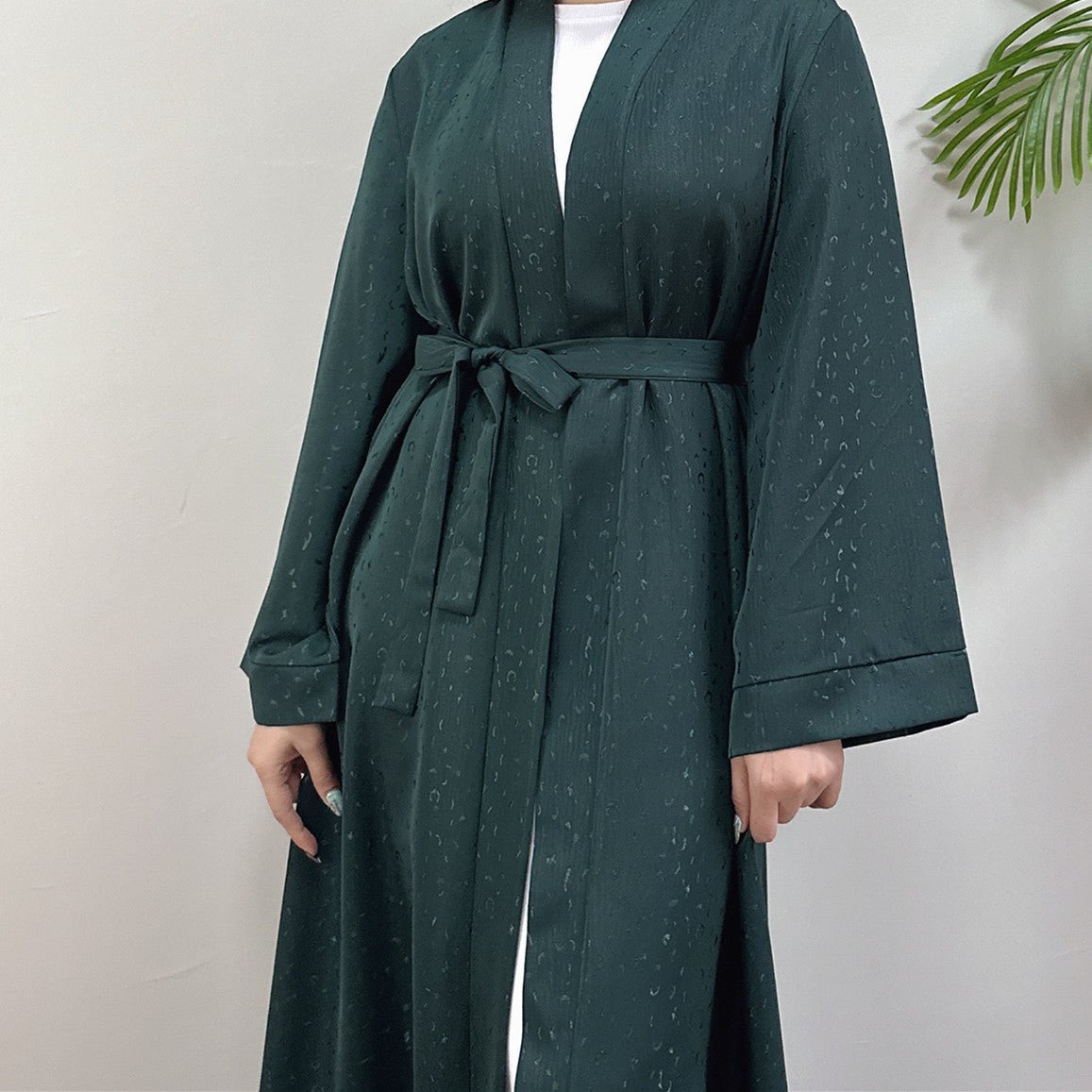 Modest Elegant Dress 3D Textured Printer with Flared Sleeves(MOA210) - Mariam's Collection