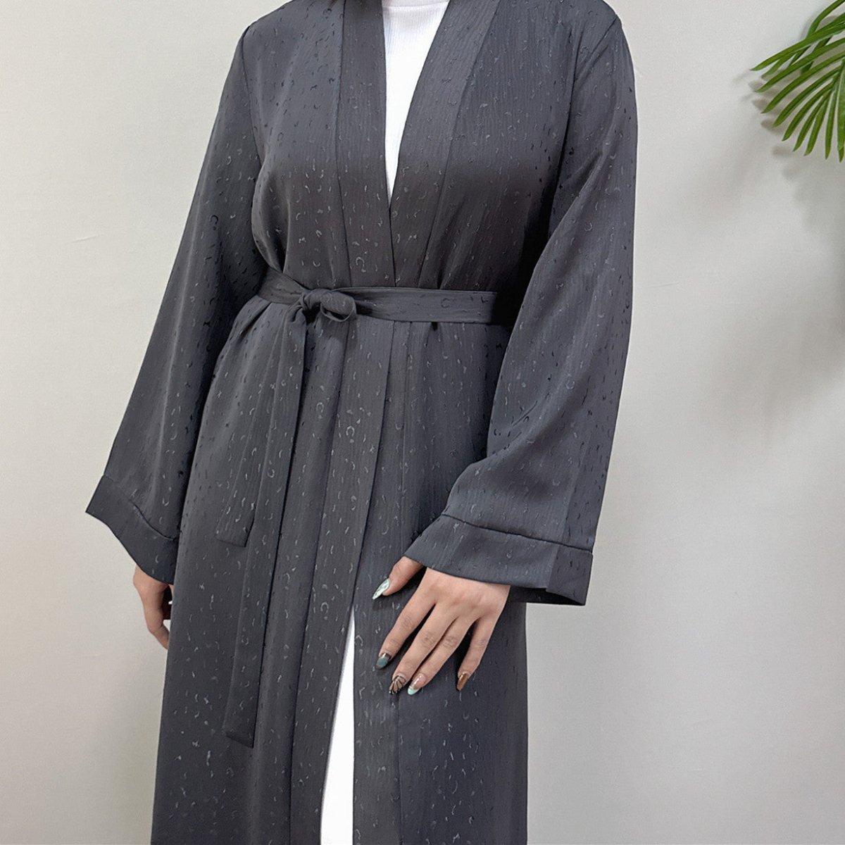 Modest Elegant Dress 3D Textured Printer with Flared Sleeves(MOA210) - Mariam's Collection