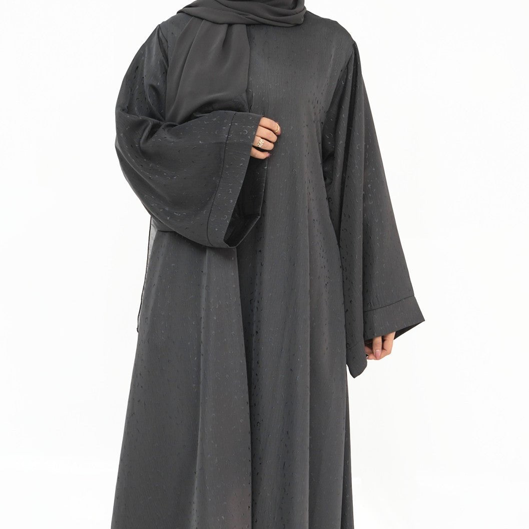 Modest Elegant Dress 3D Textured Printer with Flared Sleeves(MOA210) - Mariam's Collection