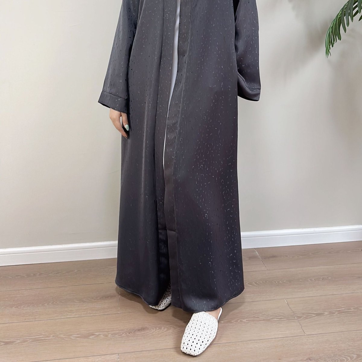 Modest Elegant Dress 3D Textured Printer with Flared Sleeves(MOA210) - Mariam's Collection