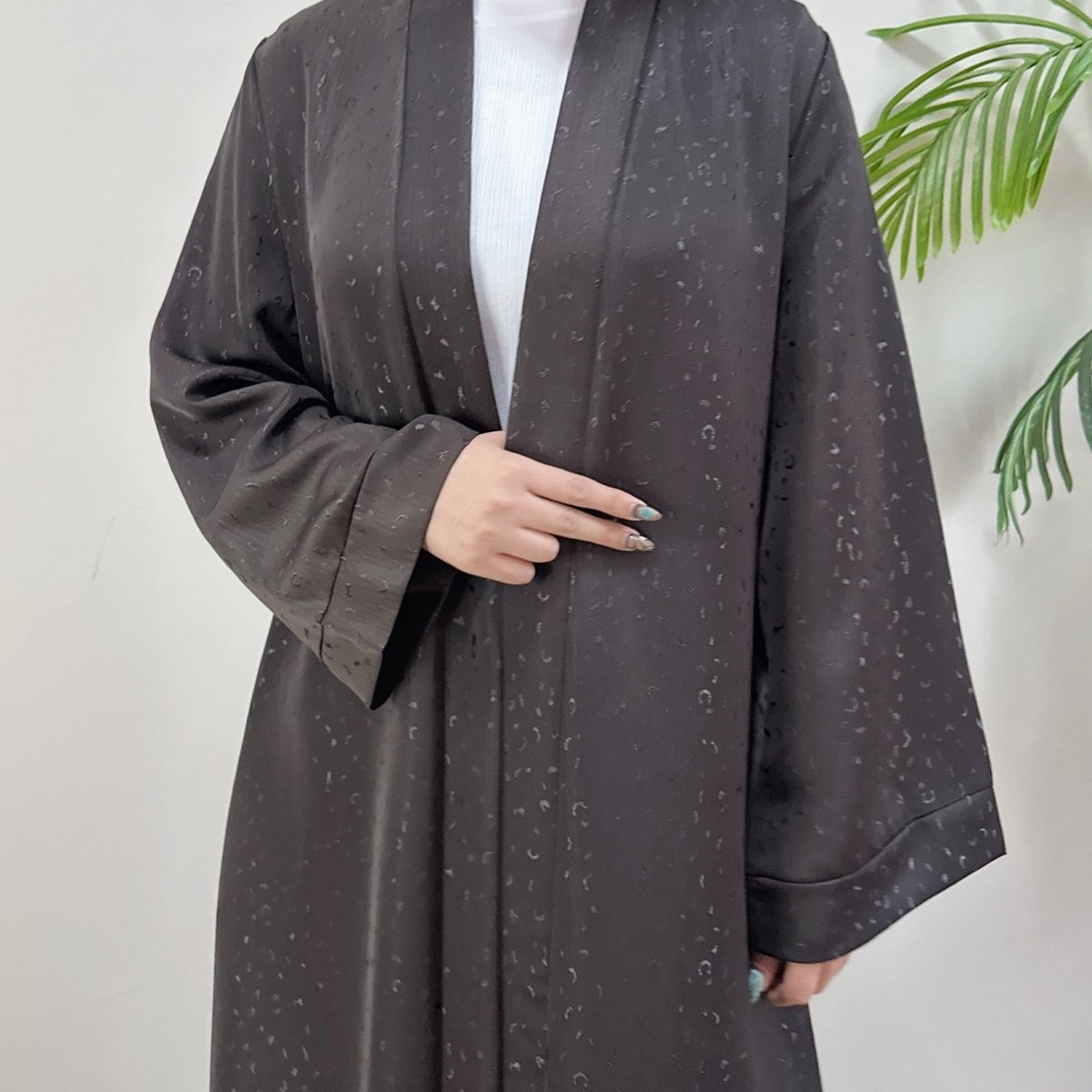 Modest Elegant Dress 3D Textured Printer with Flared Sleeves(MOA210) - Mariam's Collection
