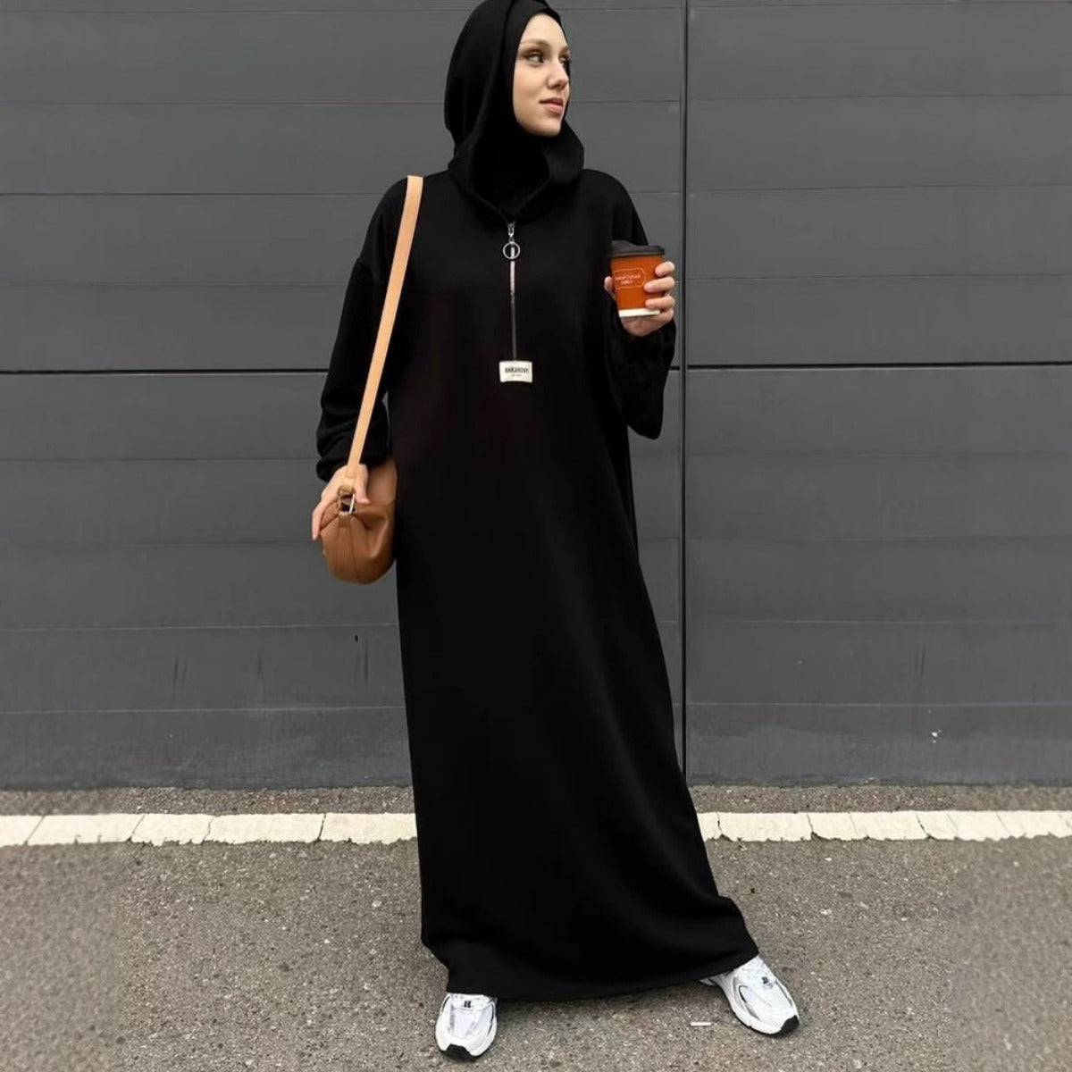 Modest Hooded Dress | Muslim Women's Long Sleeve Casual Abaya. (MA257) - Mariam's Collection