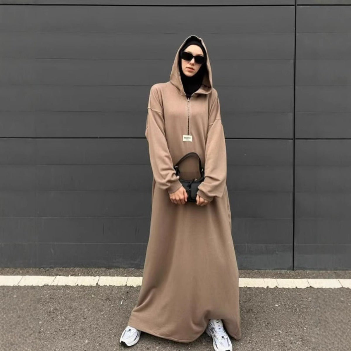 Modest Hooded Dress | Muslim Women's Long Sleeve Casual Abaya. (MA257) - Mariam's Collection