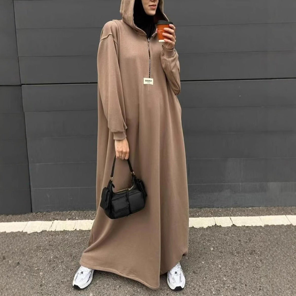 Modest Hooded Dress | Muslim Women's Long Sleeve Casual Abaya. (MA257) - Mariam's Collection