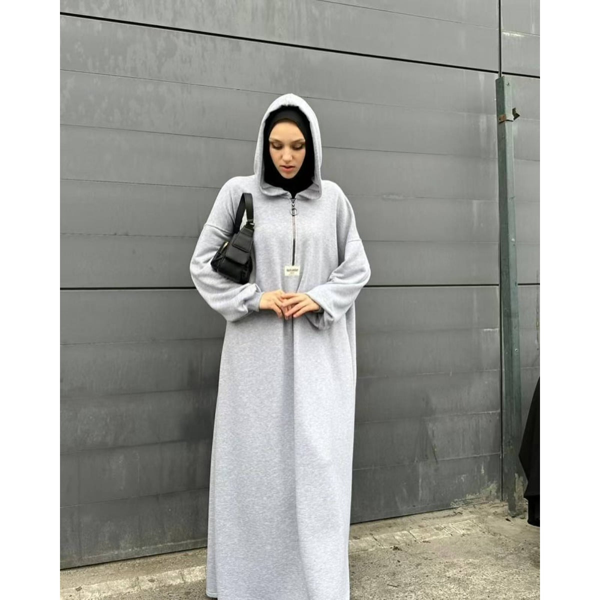 Modest Hooded Dress | Muslim Women's Long Sleeve Casual Abaya. (MA257) - Mariam's Collection