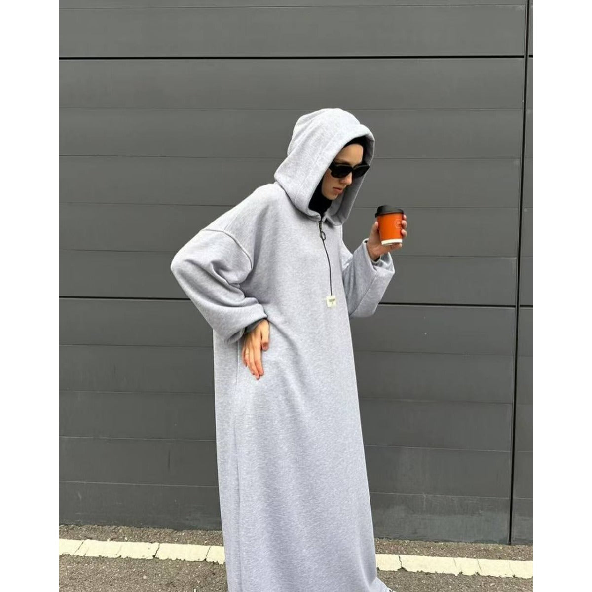 Modest Hooded Dress | Muslim Women's Long Sleeve Casual Abaya. (MA257) - Mariam's Collection