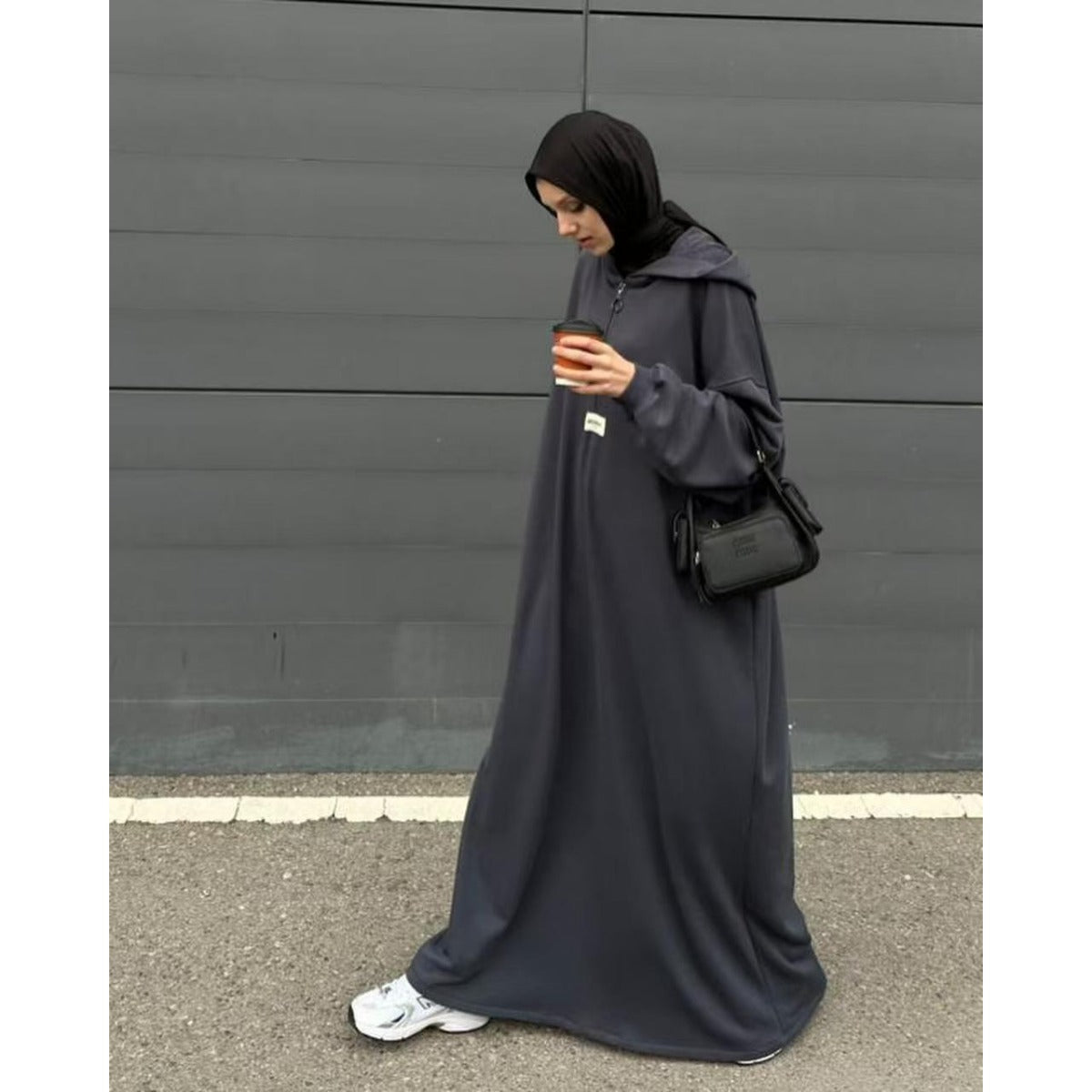 Modest Hooded Dress | Muslim Women's Long Sleeve Casual Abaya. (MA257) - Mariam's Collection