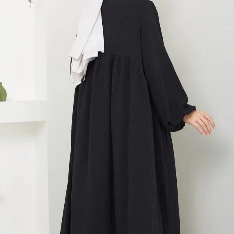 Modest Loose Fit Abaya with Lantern Sleeves | Ice Crepe Pullover Abaya (MA153) - Mariam's Collection