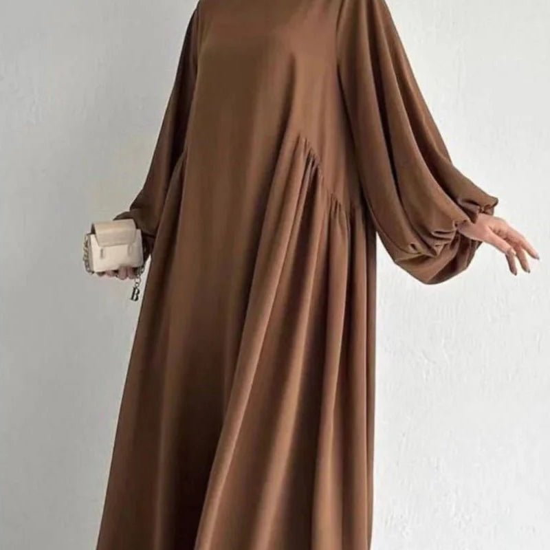 Modest Loose Fit Abaya with Lantern Sleeves | Ice Crepe Pullover Abaya (MA153) - Mariam's Collection