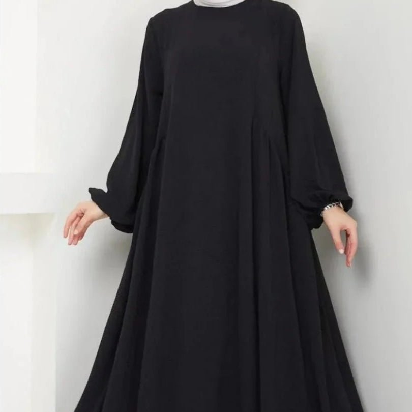 Modest Loose Fit Abaya with Lantern Sleeves | Ice Crepe Pullover Abaya (MA153) - Mariam's Collection