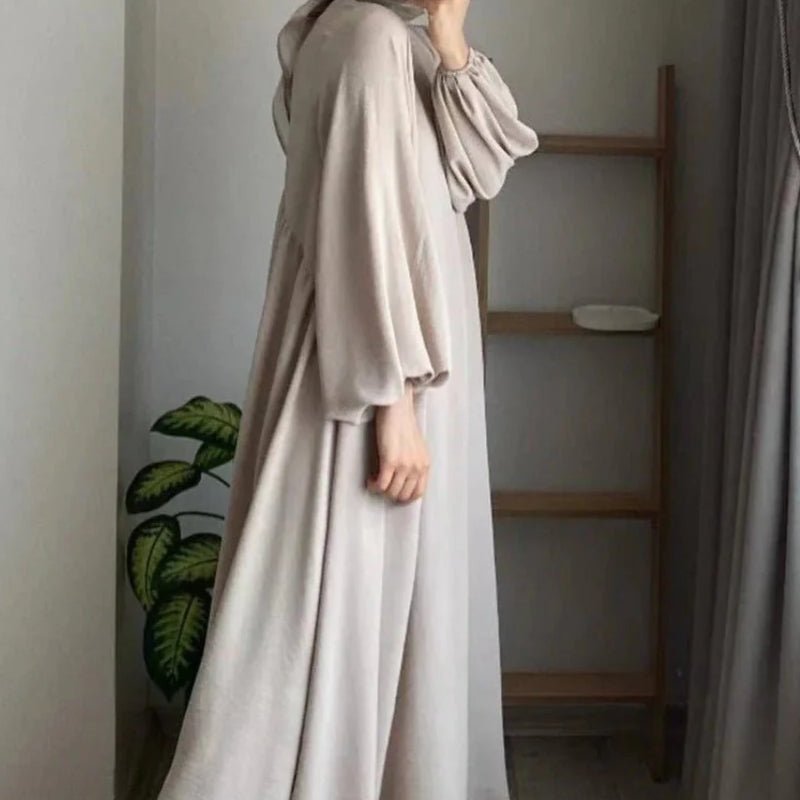 Modest Loose Fit Abaya with Lantern Sleeves | Ice Crepe Pullover Abaya (MA153) - Mariam's Collection
