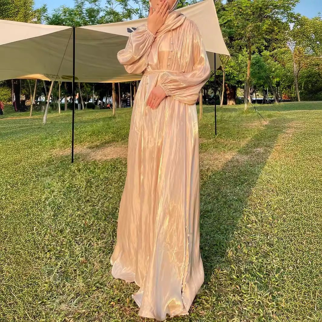 Modest Luxe Pearl - Embellished Streamer Evening Abaya Dress (MOA149) - Mariam's Collection