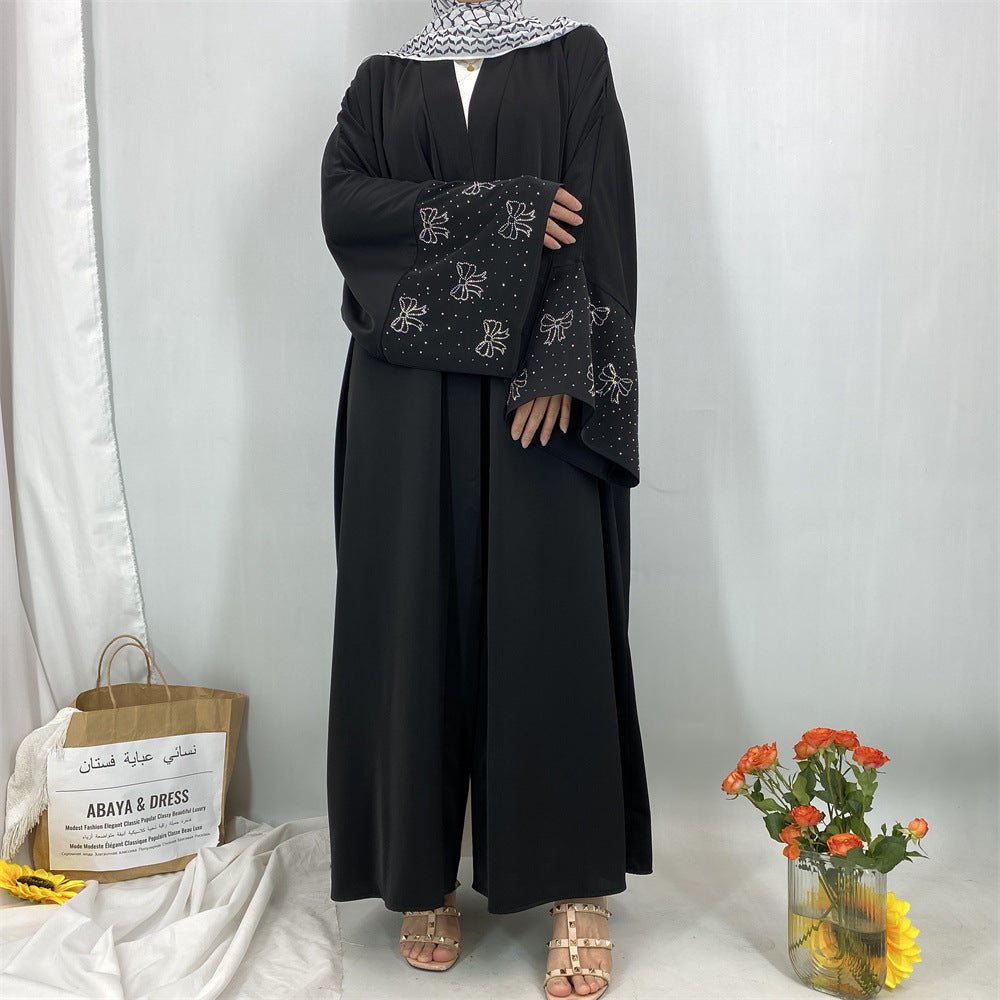 Modest Luxury Exquisite Transfer Diamond Printer Butterfly Sleeve Abaya(MOA206) - Mariam's Collection