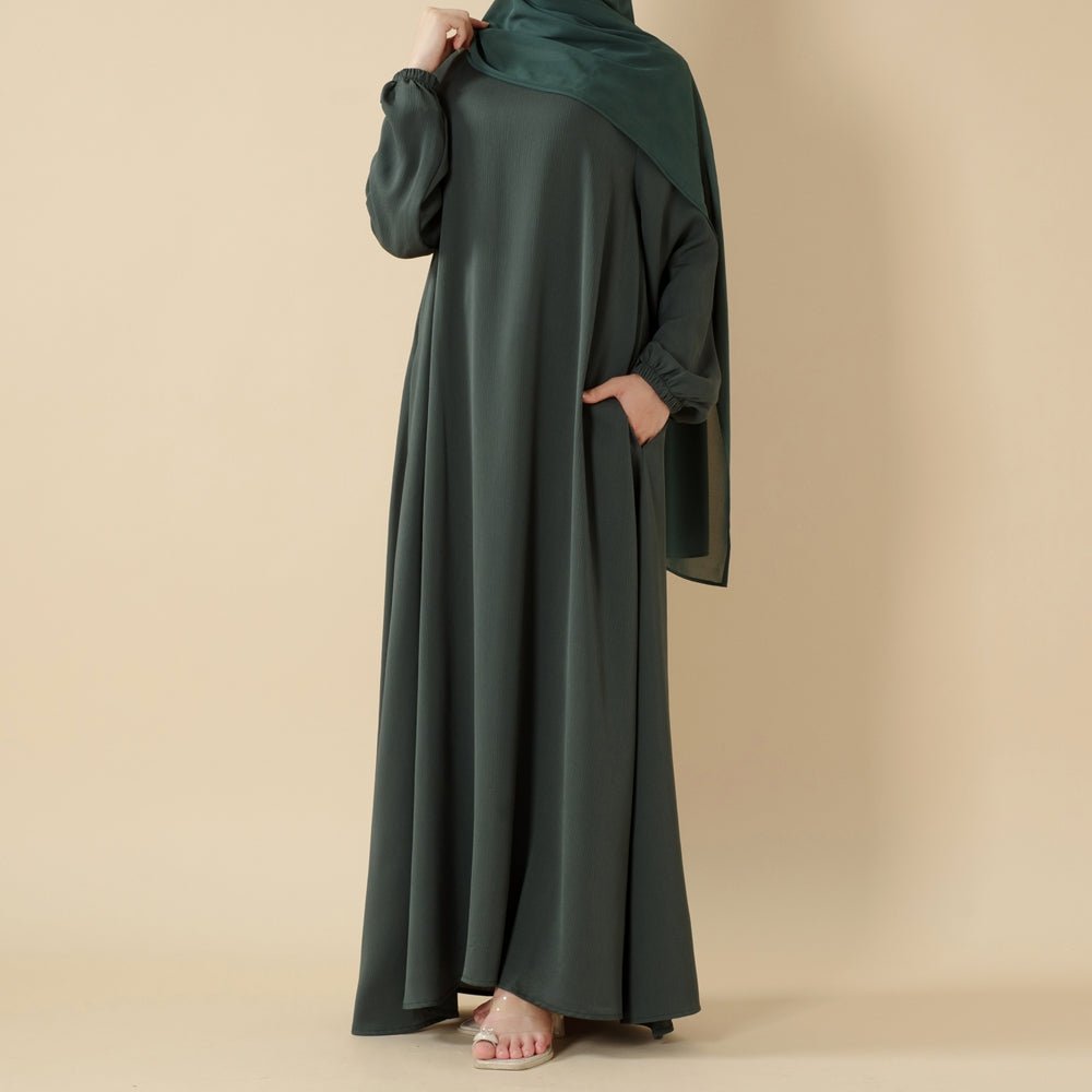 Modest Luxury Premium Crepe Satin Umbrella Cut Summer Abaya (MA233) - Mariam's Collection