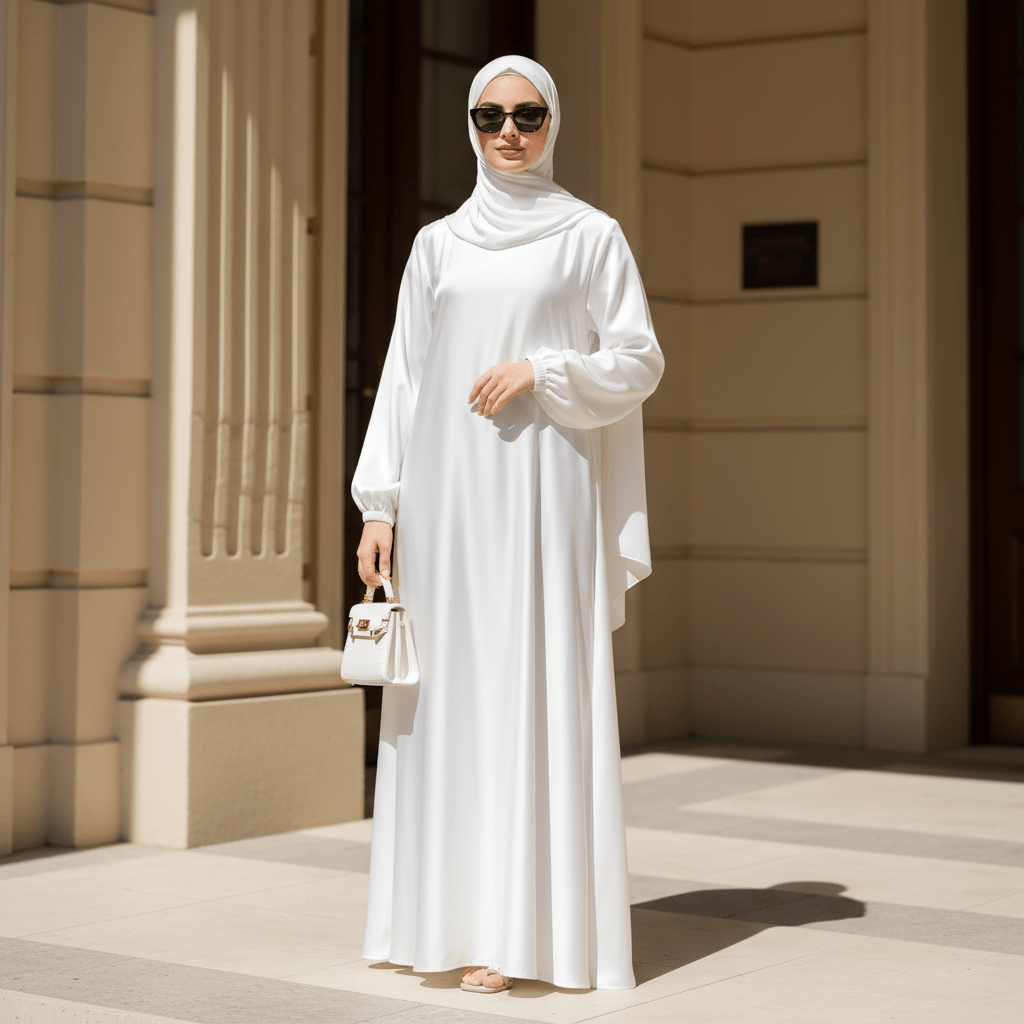 Modest Luxury Premium Satin Abaya | Umbrella Cut A - Line Abaya with Pockets (MA311) - Mariam's Collection