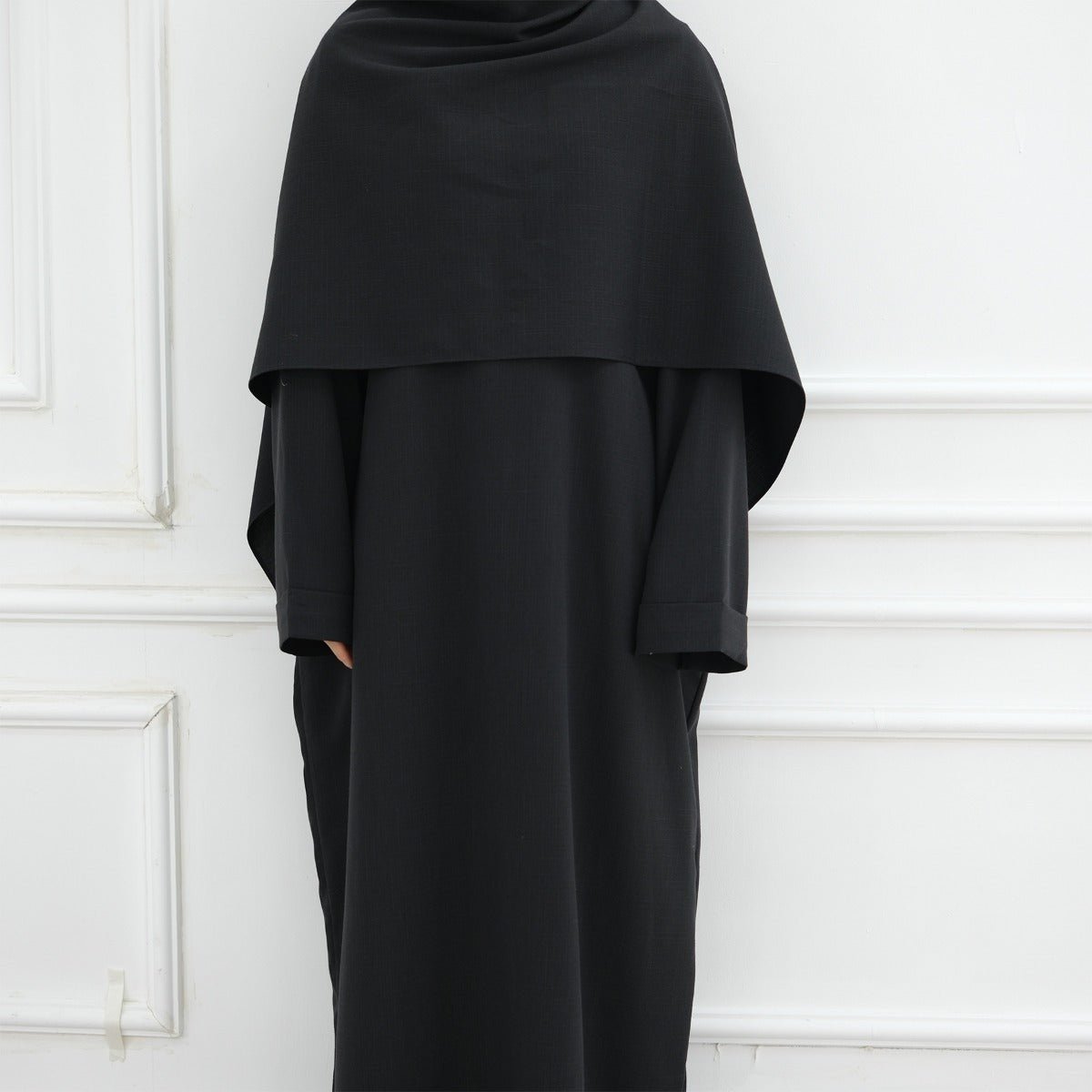 Modest Luxury Robe Dress Set | Premium Muslim Solid Color Two - Piece Abaya. (MA249) - Mariam's Collection