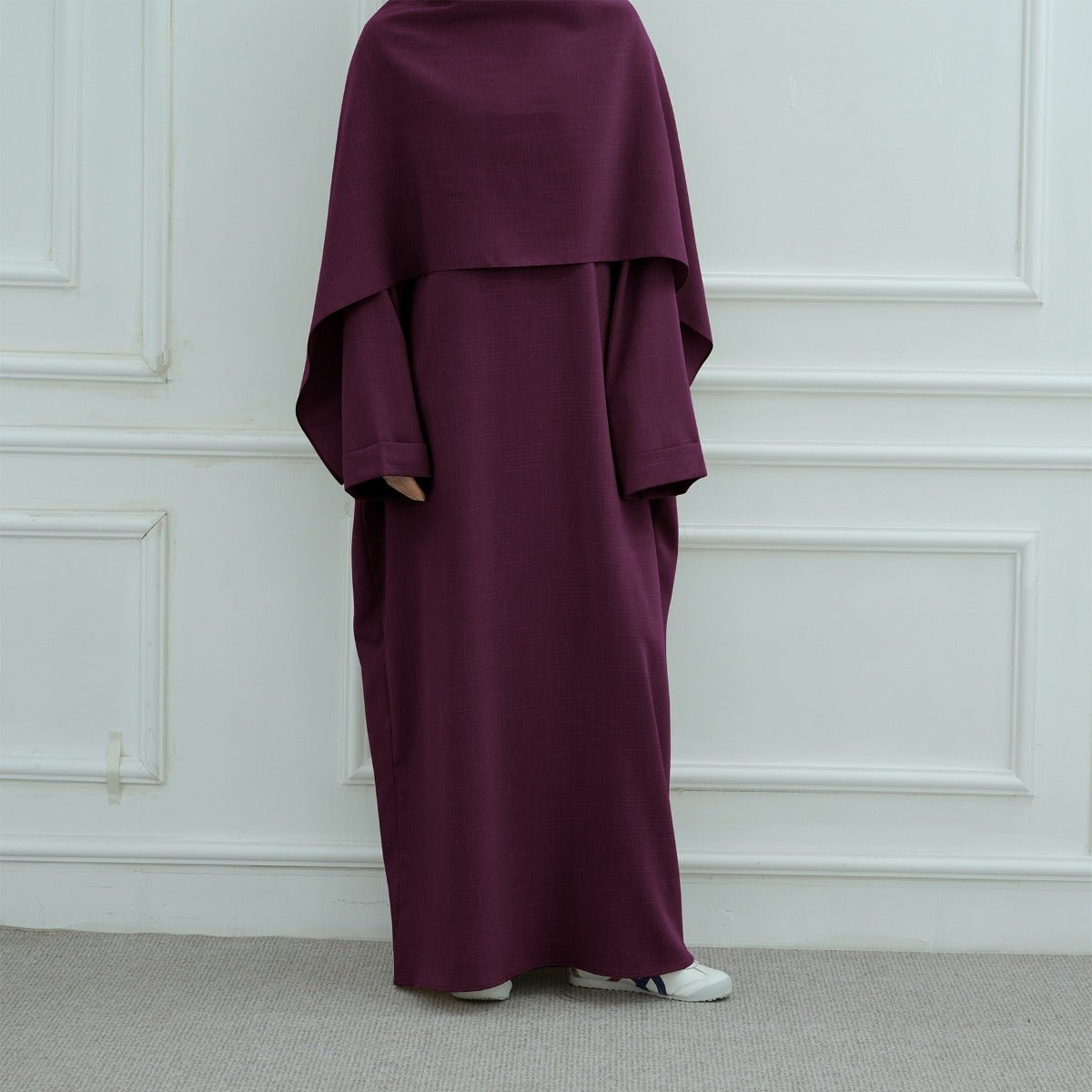 Modest Luxury Robe Dress Set | Premium Muslim Solid Color Two - Piece Abaya. (MA249) - Mariam's Collection