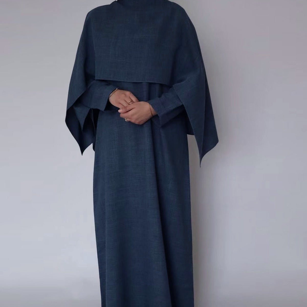 Modest Luxury Robe Dress Set | Premium Muslim Solid Color Two - Piece Abaya. (MA249) - Mariam's Collection