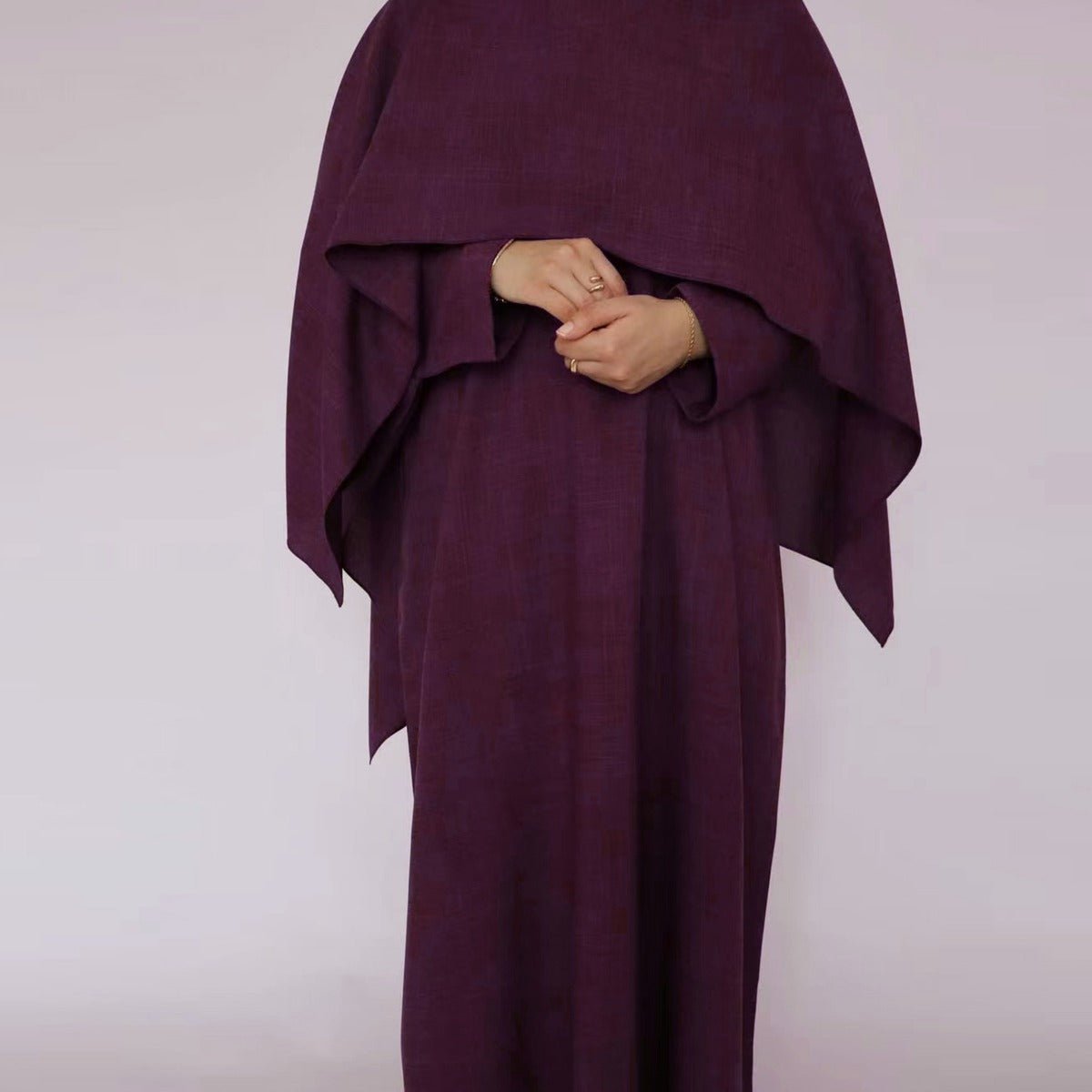 Modest Luxury Robe Dress Set | Premium Muslim Solid Color Two - Piece Abaya. (MA249) - Mariam's Collection