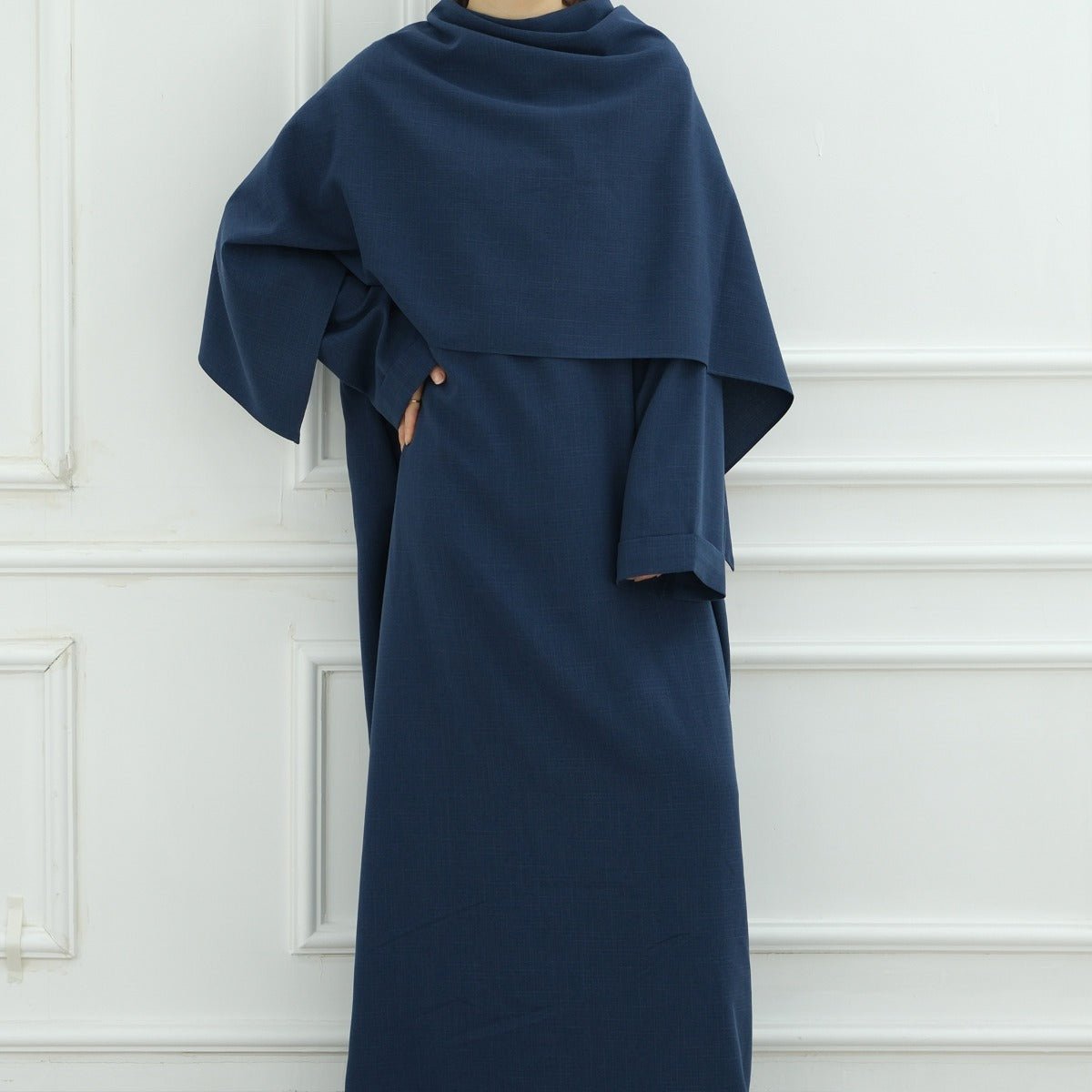 Modest Luxury Robe Dress Set | Premium Muslim Solid Color Two - Piece Abaya. (MA249) - Mariam's Collection