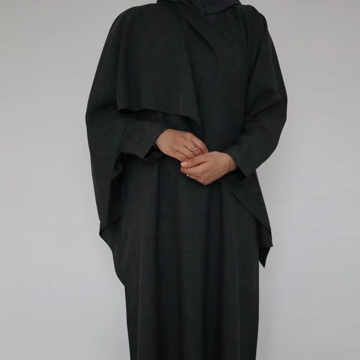 Modest Luxury Robe Dress Set | Premium Muslim Solid Color Two - Piece Abaya. (MA249) - Mariam's Collection