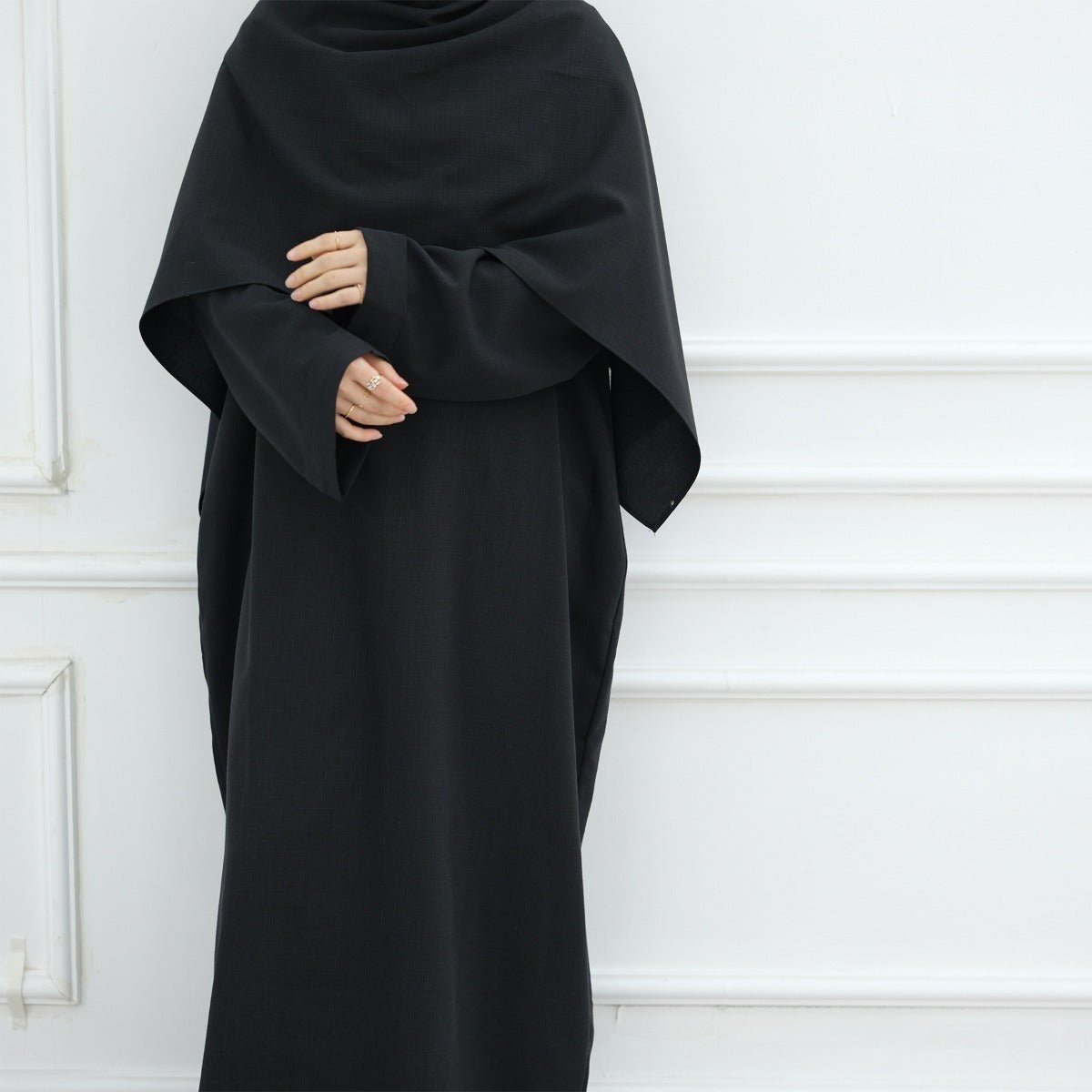 Modest Luxury Robe Dress Set | Premium Muslim Solid Color Two - Piece Abaya. (MA249) - Mariam's Collection