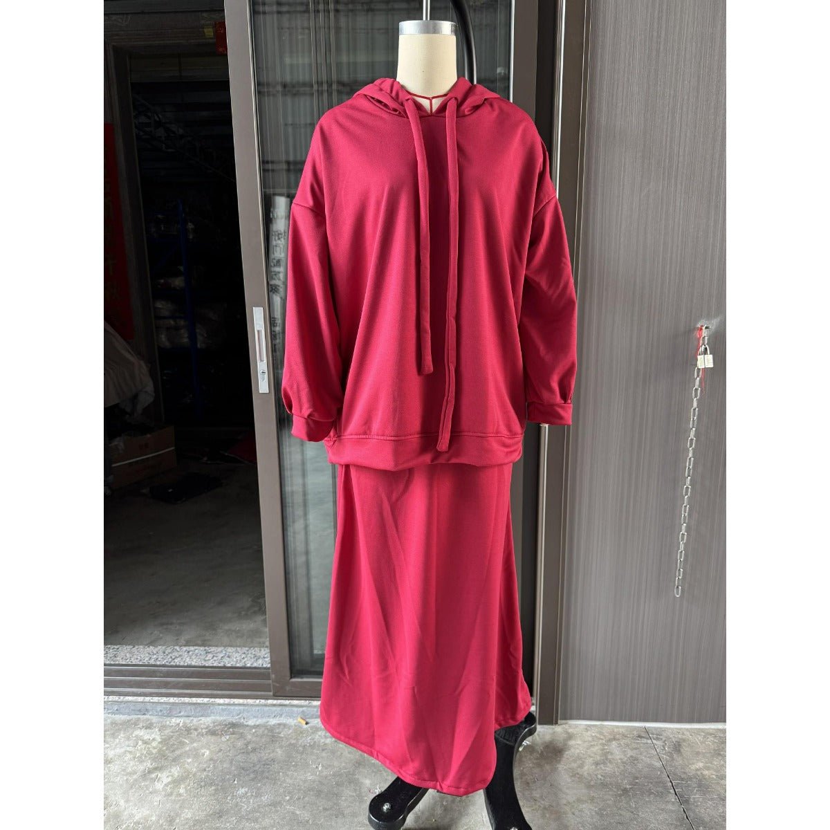 Modest Muslim Casual Wear Hooded Set | Long Sleeve Jacket & Maxi Skirt. (MS095) - Mariam's Collection