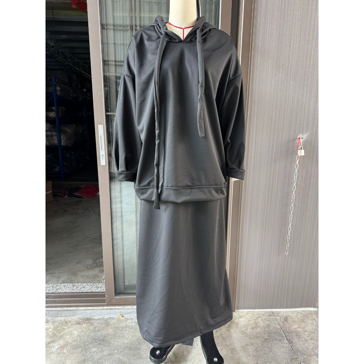Modest Muslim Casual Wear Hooded Set | Long Sleeve Jacket & Maxi Skirt. (MS095) - Mariam's Collection