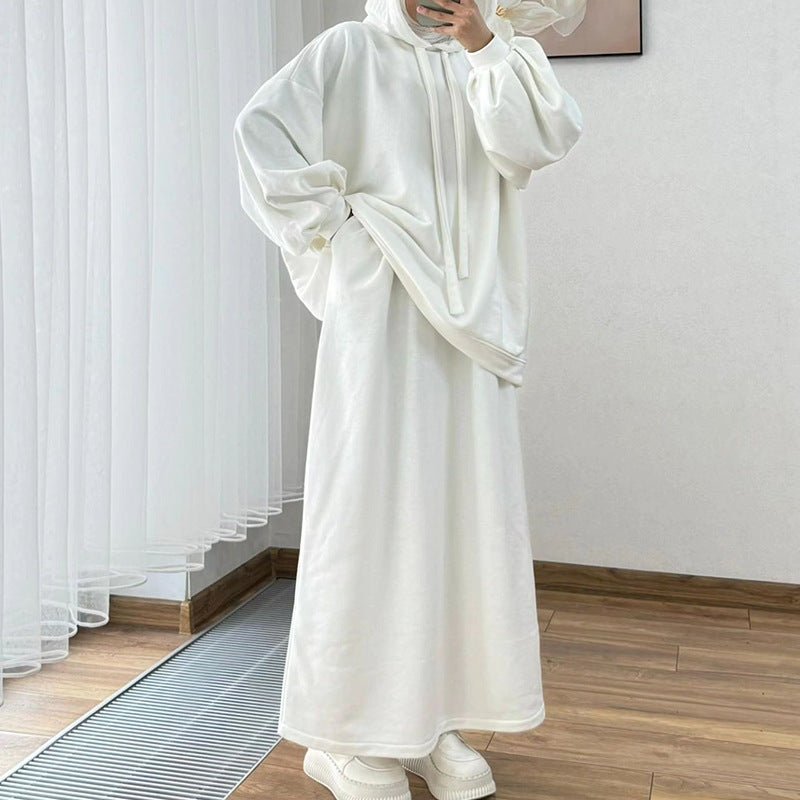 Modest Muslim Casual Wear Hooded Set | Long Sleeve Jacket & Maxi Skirt. (MS095) - Mariam's Collection