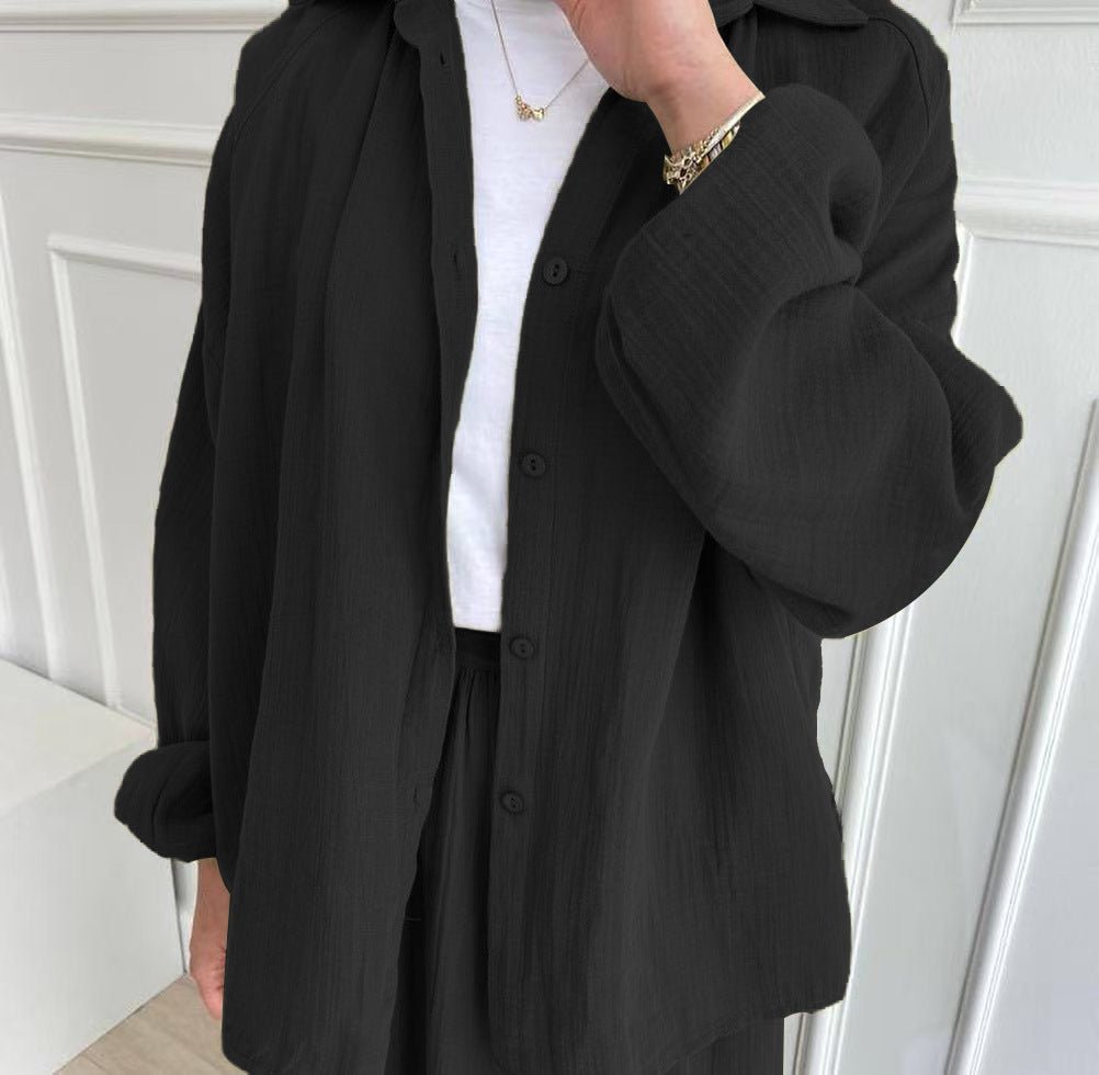 Modest Muslim Women's Bubble Sleeve Shirt Jacket & Skirt Layered Dress Set.(MS078) - Mariam's Collection