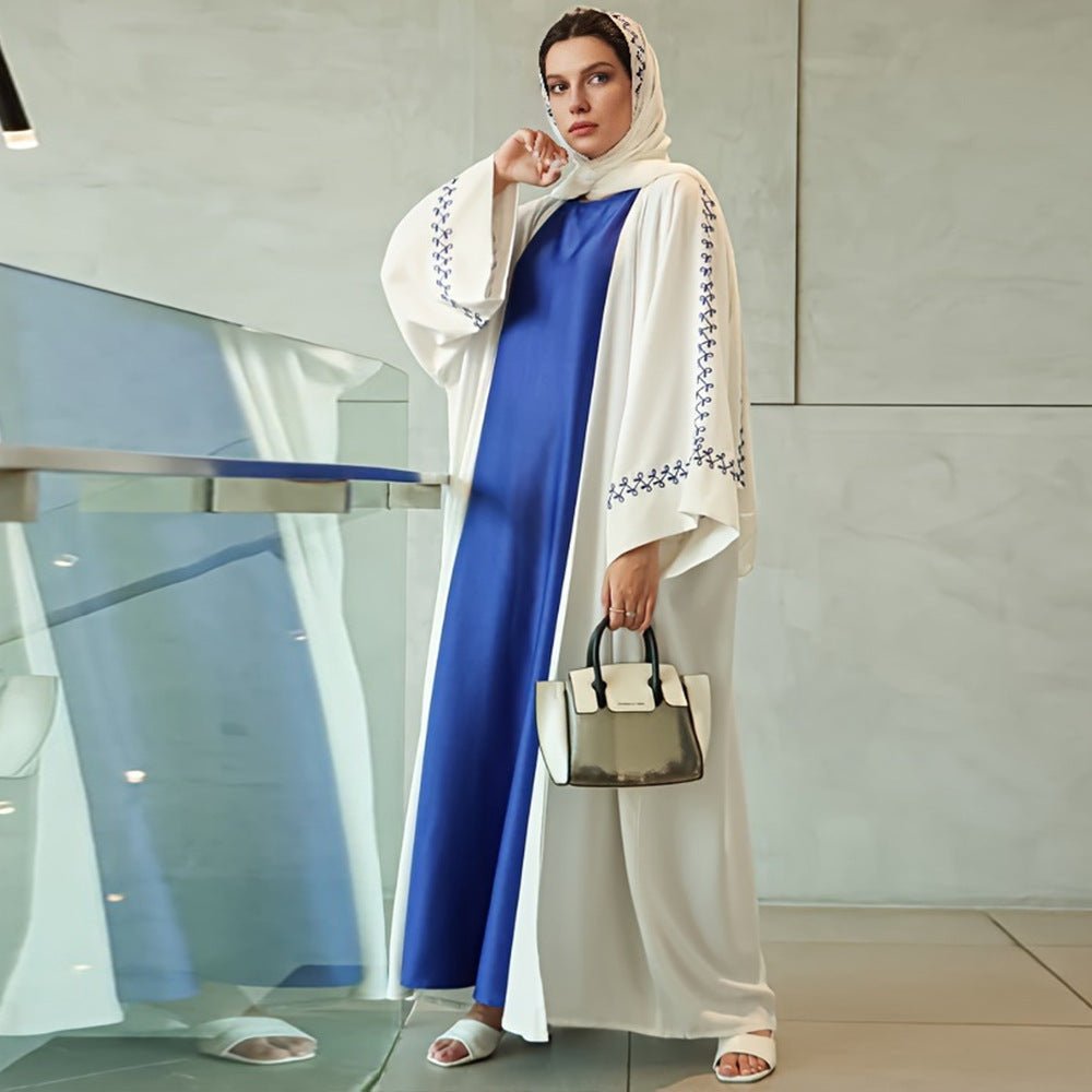 Moonlight Embroidered Abaya Set | Batwing Sleeve Robe with Matching Hijab. (MOA183) - Mariam's Collection