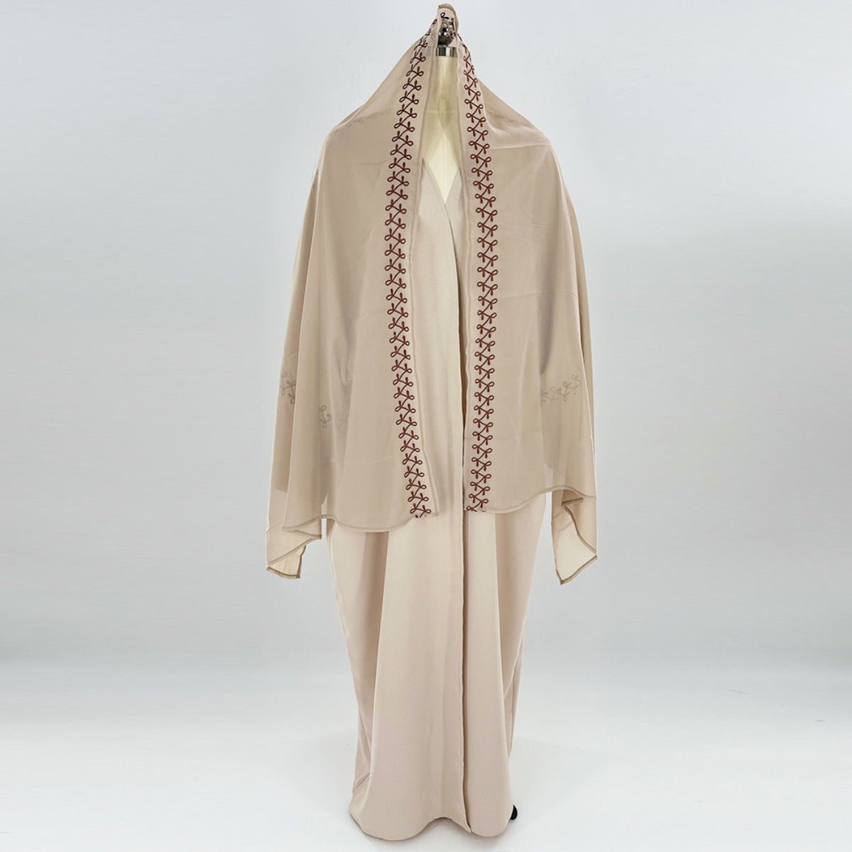 Moonlight Embroidered Abaya Set | Batwing Sleeve Robe with Matching Hijab. (MOA183) - Mariam's Collection