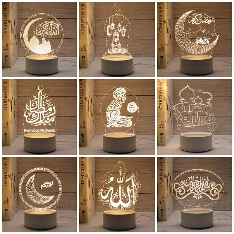 MR012 Ramadan 3D Led Night Light,USB 16 Color Change Remote Control Light - Mariam's Collection