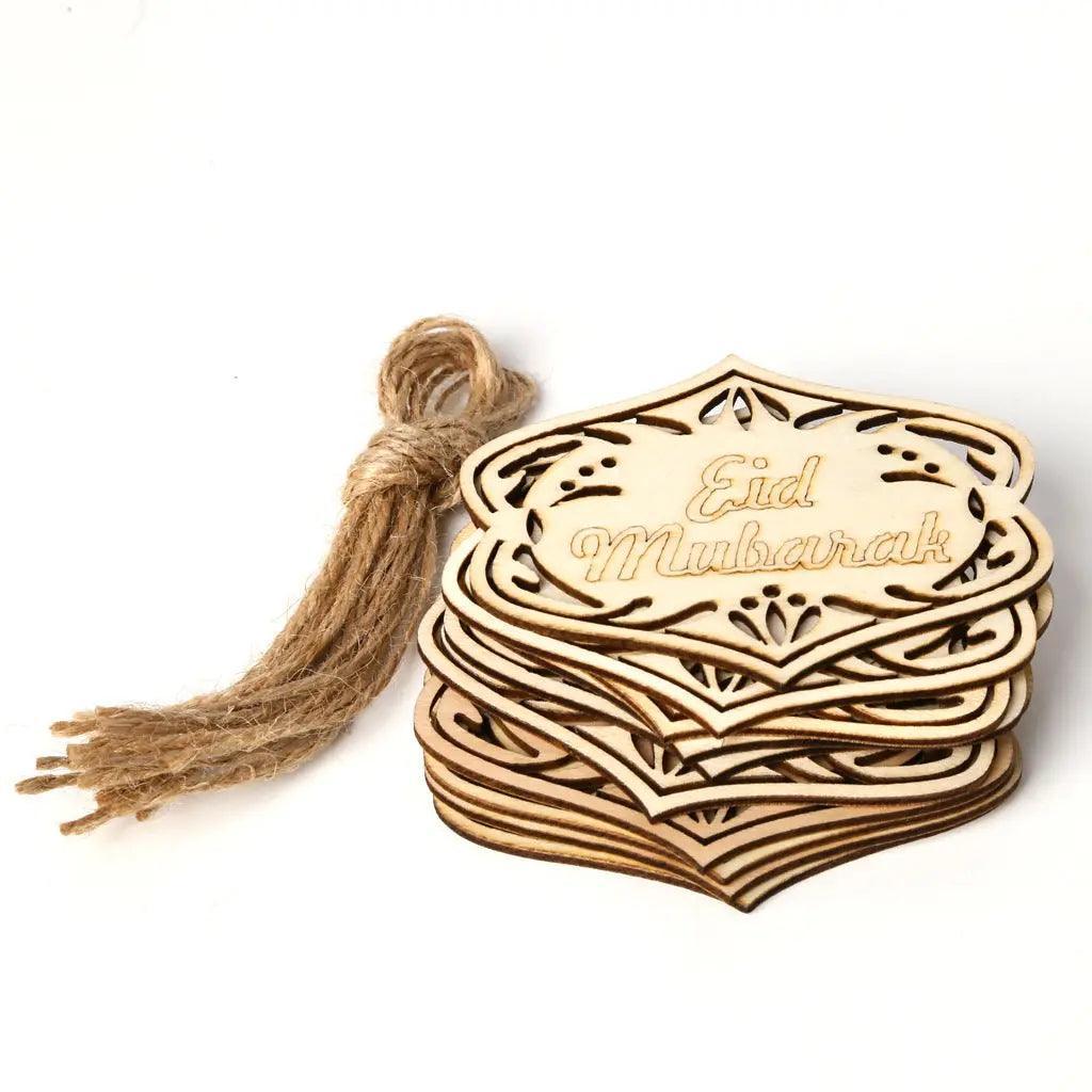 MR022 10 Pcs Ramadan Wooden Hang Tags Pendant, Ramadan Decoration - Mariam's Collection
