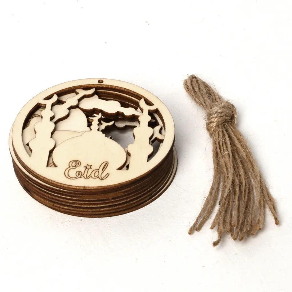 MR022 10 Pcs Ramadan Wooden Hang Tags Pendant, Ramadan Decoration - Mariam's Collection