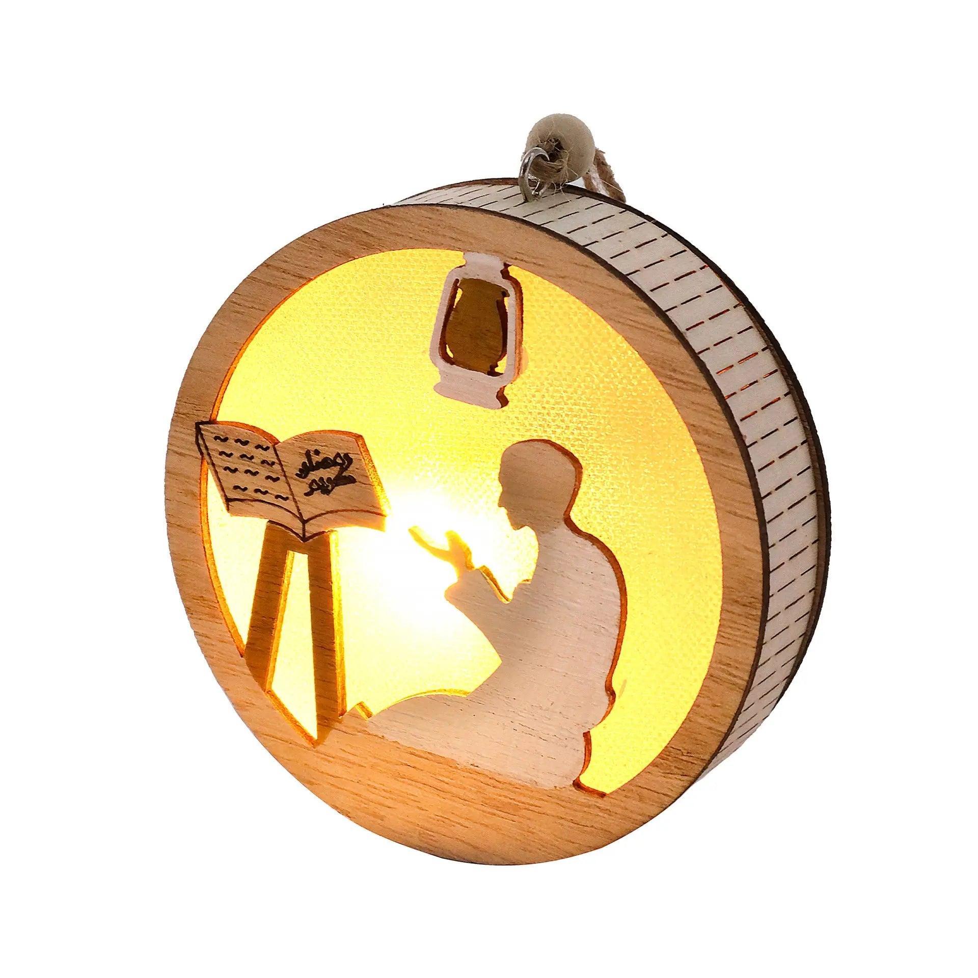 MR036 Eid Mubarak Wooden LED Luminous Pendant - Mariam's Collection