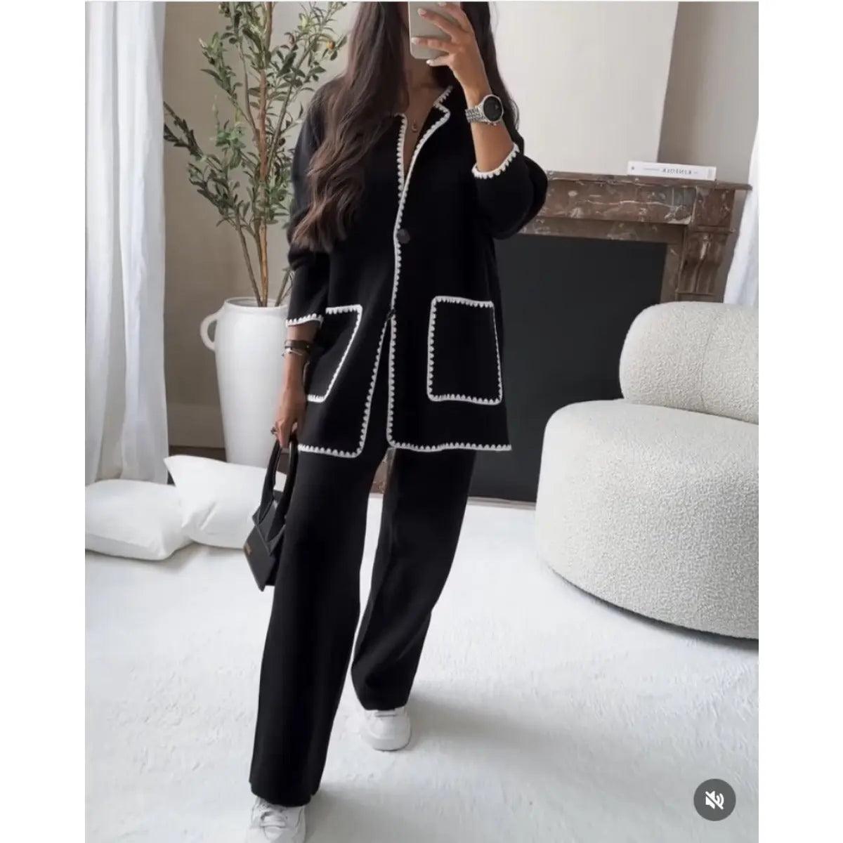 MS004 Fall Chunky Knit Cardigan Sweaters Casual Open Front Set - Mariam's Collection