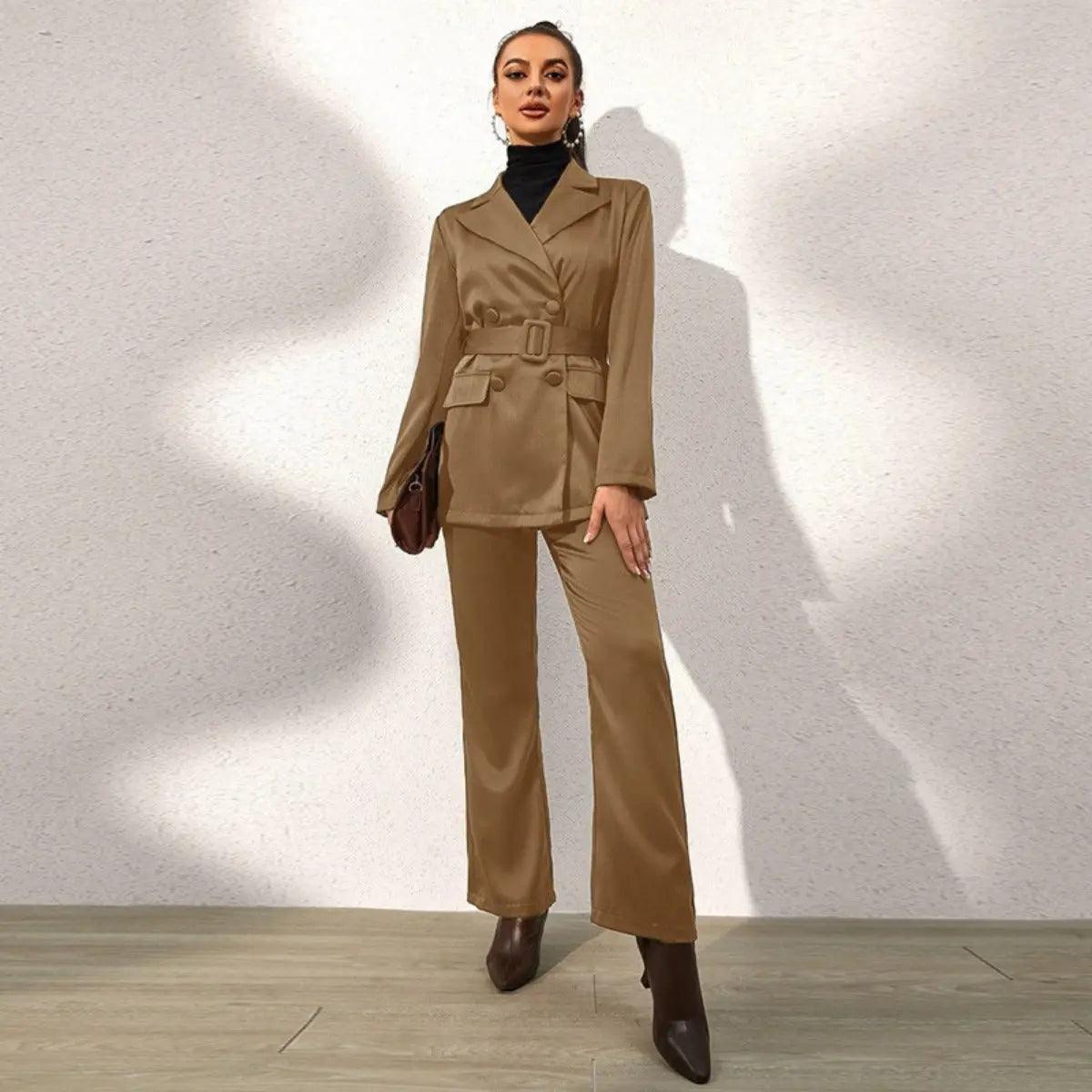 MS012 Formal Four Piece Office Lady Suit Set Work Blazer Jacket Pant - Mariam's Collection