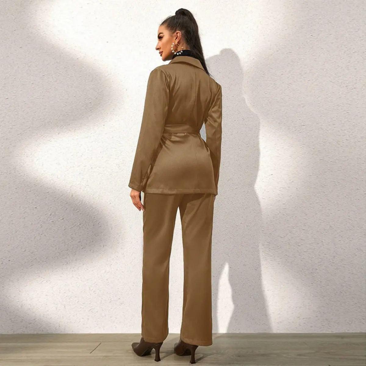 MS012 Formal Four Piece Office Lady Suit Set Work Blazer Jacket Pant - Mariam's Collection