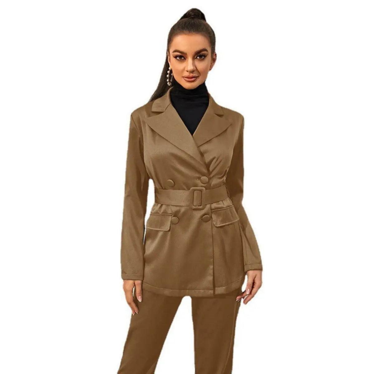 MS012 Formal Four Piece Office Lady Suit Set Work Blazer Jacket Pant - Mariam's Collection