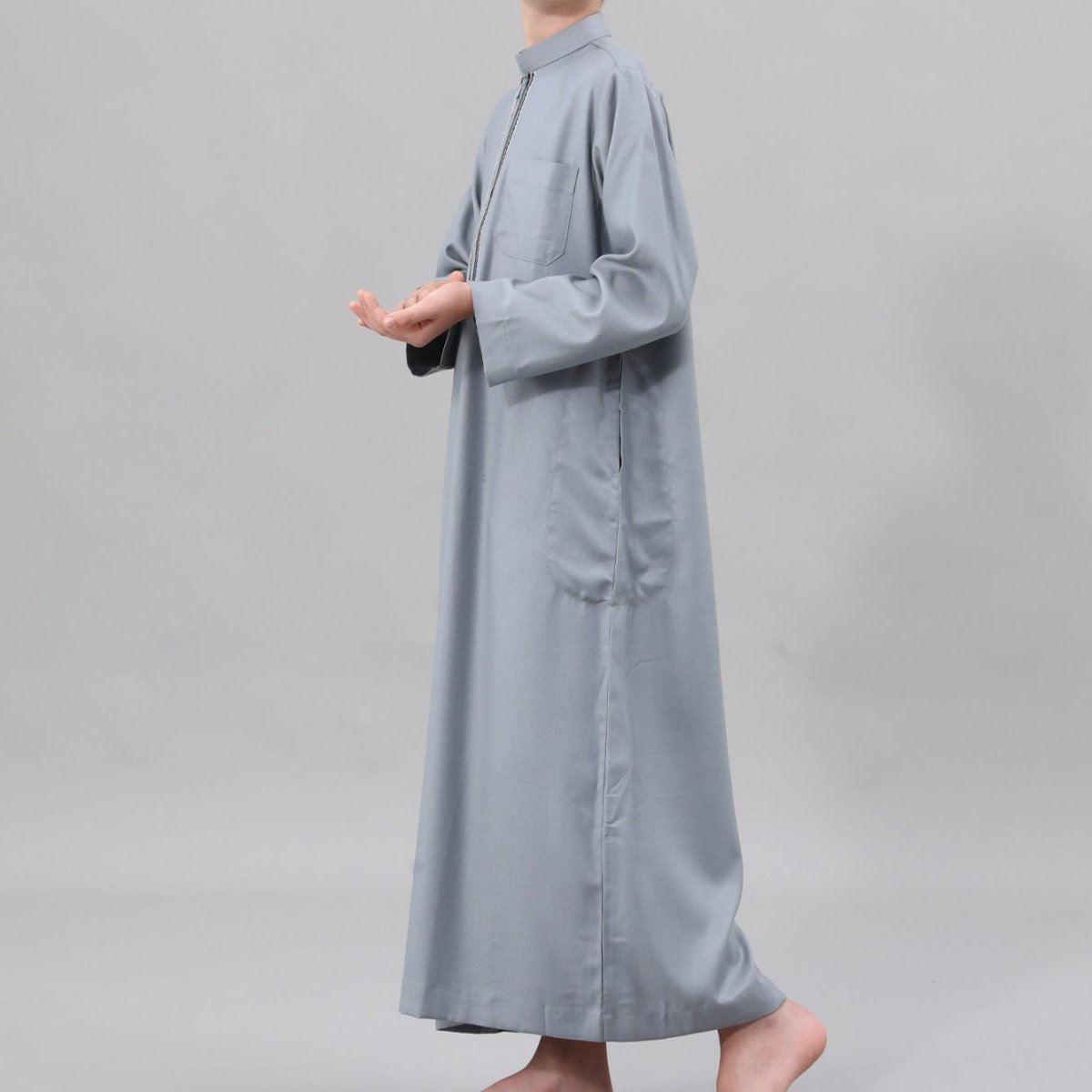 Muslim Boys Embroidered Thobe with Pockets (MKB013) - Mariam's Collection