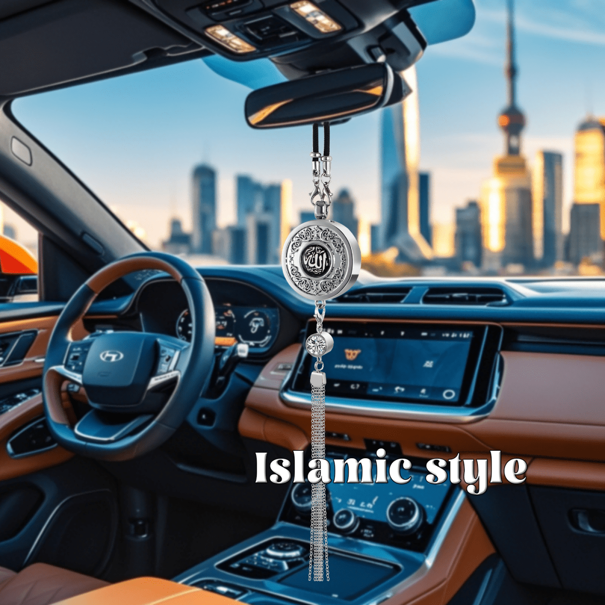Muslim Car Accessories: Alloy Islamic Hanging Ornaments with Perfume Diffuser (MAC238) - Mariam's Collection