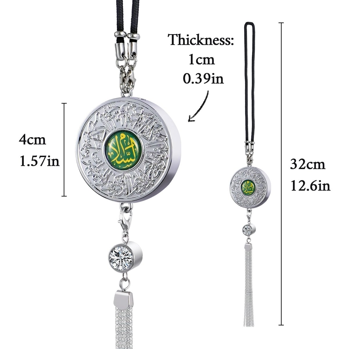 Muslim Car Accessories: Alloy Islamic Hanging Ornaments with Perfume Diffuser (MAC238) - Mariam's Collection